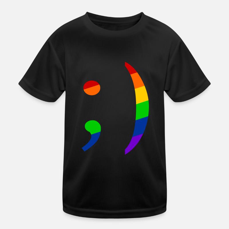 Rétro Emoji Clin d’œil Queer T-shirt sport Enfant