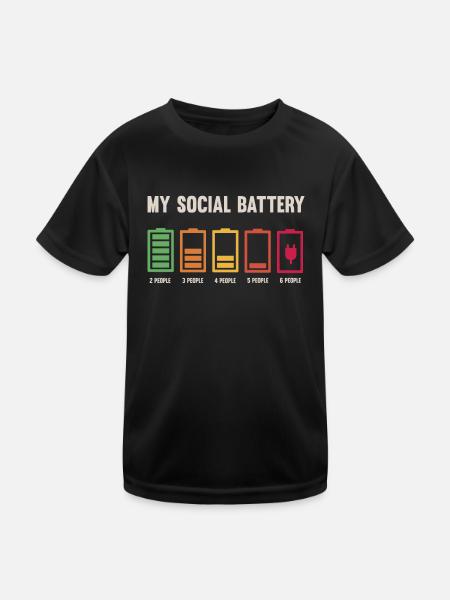 Meine Soziale Batterie Ist Niedrig - Kinder Funktions-T-Shirt - Schwarz - Vorne
