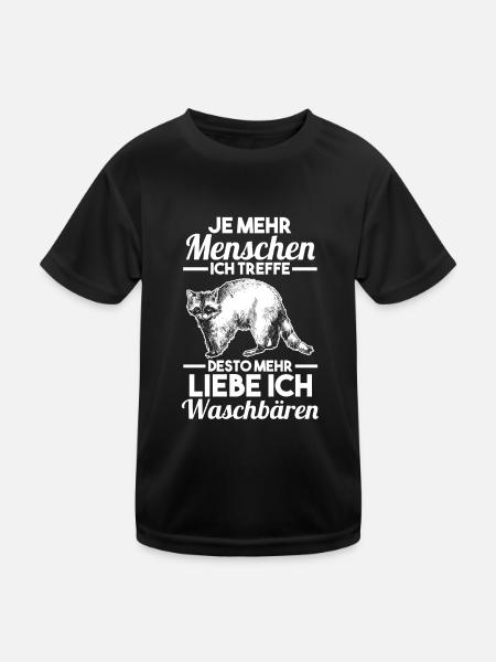 Waschbären Zootier Waschbär - Kinder Funktions-T-Shirt - Schwarz
