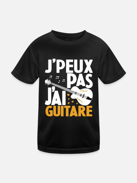 Je Peux Pas J'ai Guitare Drôle Guitare - T-shirt sport Enfant - noir - Devant