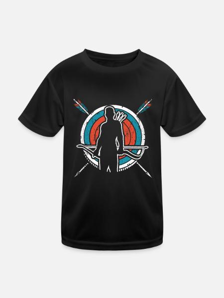 Bogenschütze Bogenschießen Zielscheibe Bogensport - Kinder Funktions-T-Shirt - Schwarz - Vorne