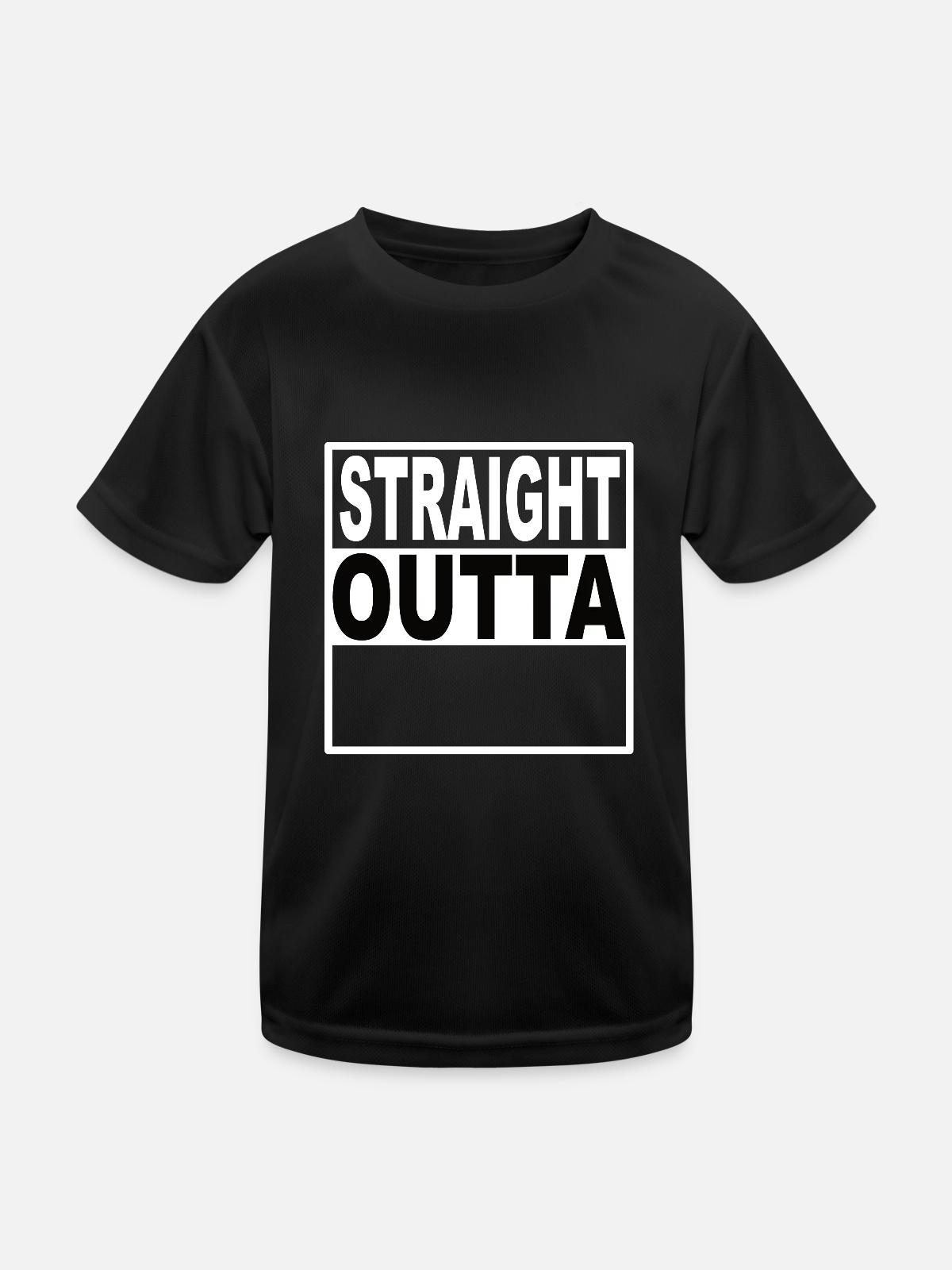 Straigt Outta - Kinder Funktions-T-Shirt - Schwarz - Vorne