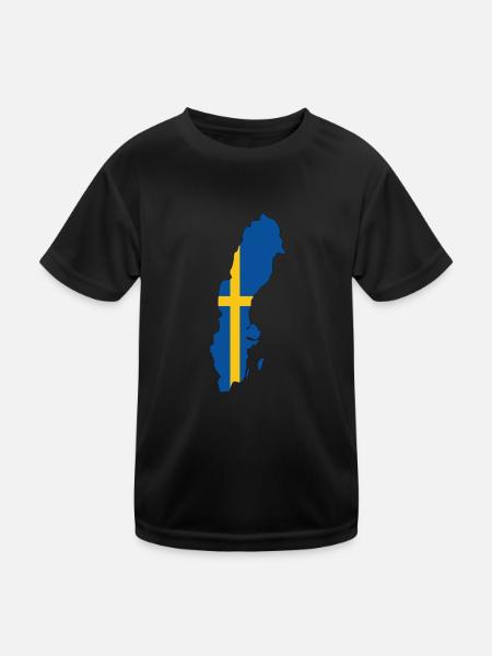 Schwede Schweden Flagge Schwedische Wurzeln - Kinder Funktions-T-Shirt - Schwarz - Vorne