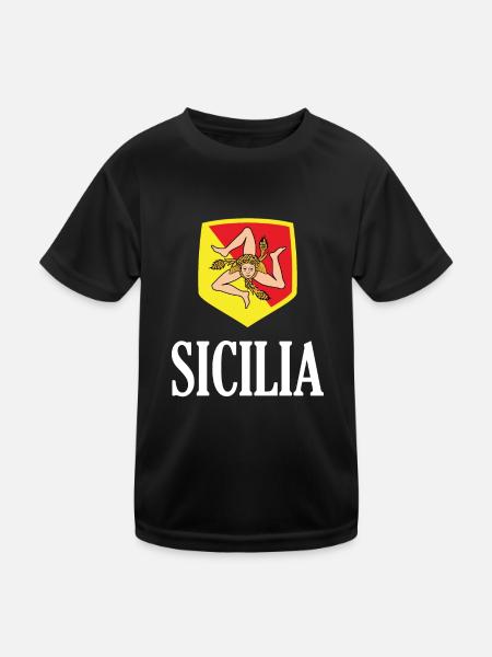 Sicilia Palermo Italienisch Wappen Sizilien - Kinder Funktions-T-Shirt - Schwarz - Vorne