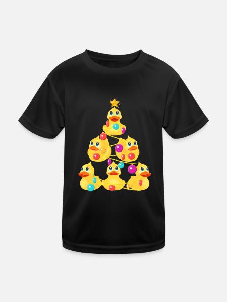 Gummi Ente Weihnachtsbaum - Kinder Funktions-T-Shirt - Schwarz - Vorne