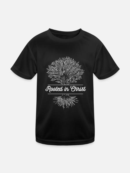 Enraciné dans le Christ, chrétien religieux - T-shirt sport Enfant - noir - Devant