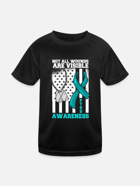 PTSD awareness that you are not alone - Kids Functional T-Shirt - black - Front