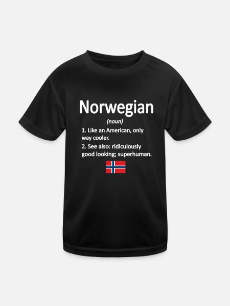 Norwegian Norway flag Norwegian roots - Kids Functional T-Shirt - black - Front