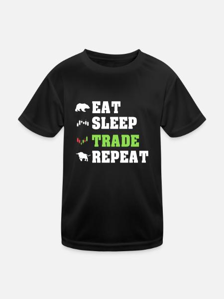 Manger Sleep Trade Trader répétitif Trader Traden - T-shirt sport Enfant - noir - Devant
