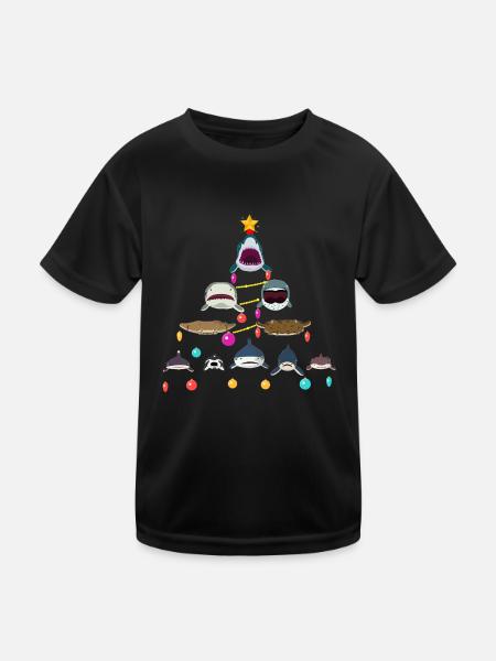 Hai, Haie, Shakr-Weihnachtsbaum - Kinder Funktions-T-Shirt - Schwarz - Vorne