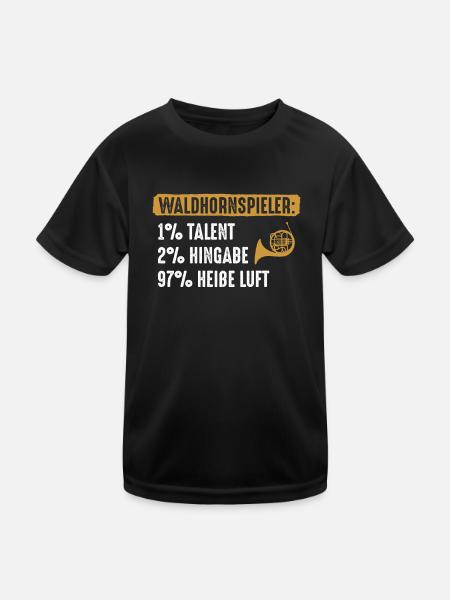 Horn Waldhornspieler - Kinder Funktions-T-Shirt - Schwarz