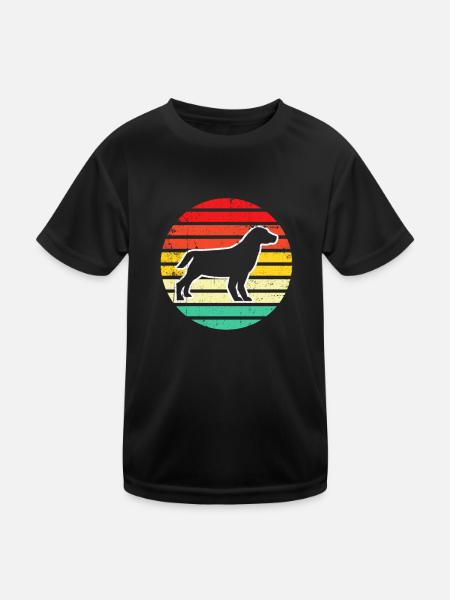 Dog Hund Silhouette Retro - Kinder Funktions-T-Shirt - Schwarz - Vorne