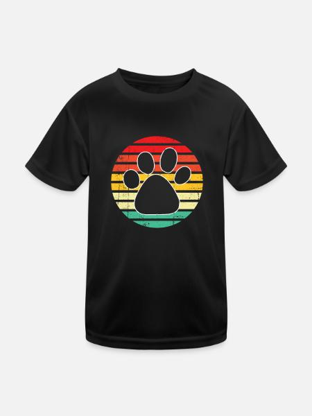 Paw Dog Retro - Kids Functional T-Shirt - black - Front