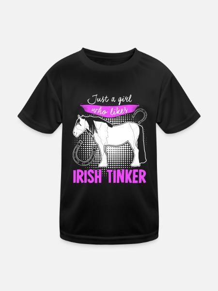 Irish Tinker Pferd Reiterin Pferde - Kinder Funktions-T-Shirt - Schwarz - Vorne