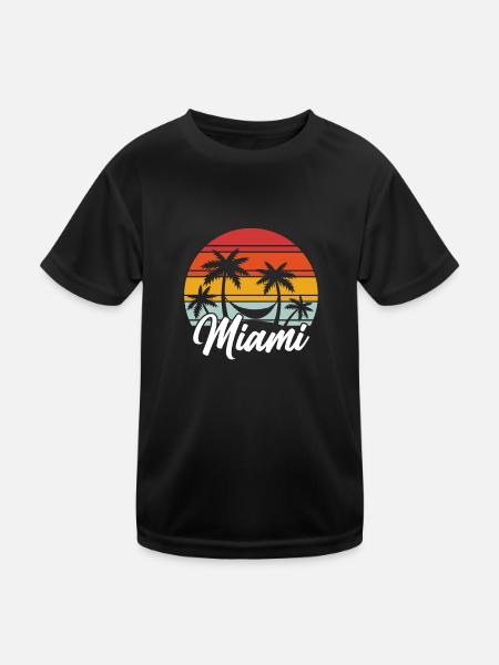 Retro Miami - Kinder Funktions-T-Shirt - Schwarz - Vorne