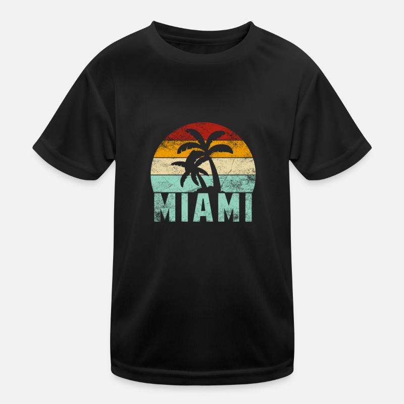 Miami Florida Retro Sunset Kids Functional T-Shirt