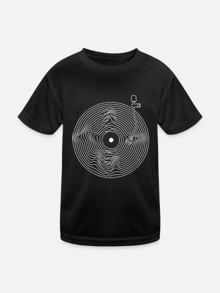 Vinyl Draws Audiophile Music Record - Kids Functional T-Shirt - black - Front
