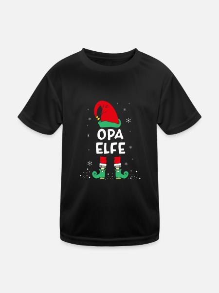 Opa Elf - Kinder Funktions-T-Shirt - Schwarz - Vorne