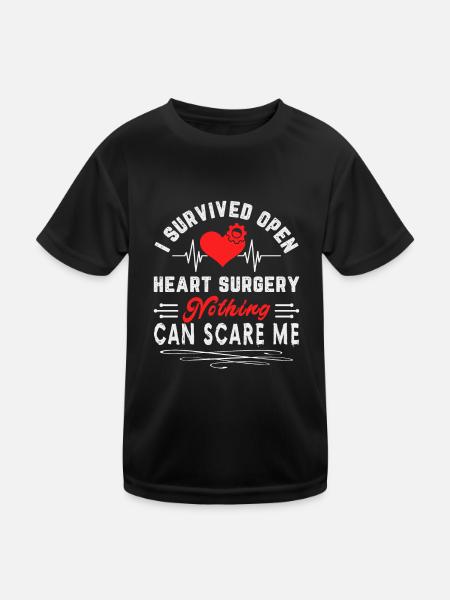 Open Heart Surgery Heart Surgery Survivor Gift - Kinder Funktions-T-Shirt - Schwarz - Vorne