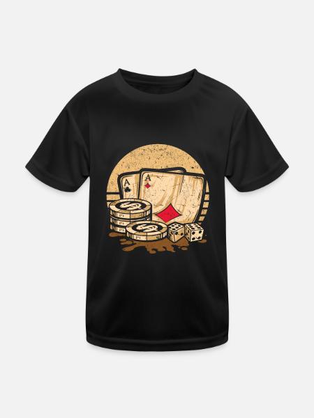 Retro Poker Casino Cartes de Poker & Jetons de Poker - T-shirt sport Enfant - noir - Devant