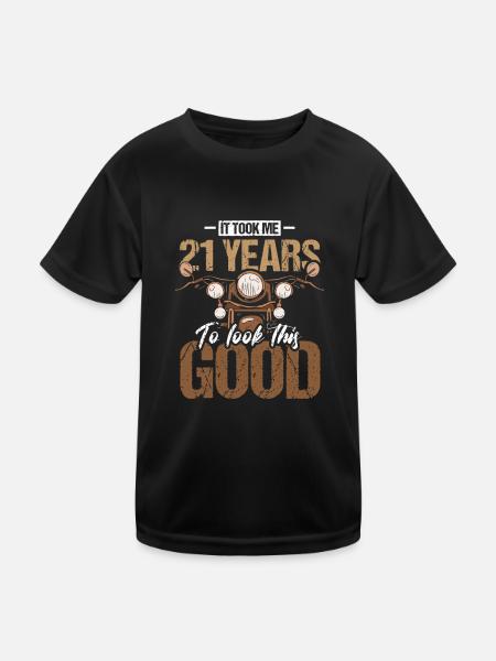 21ème anniversaire Biker Moto Vintage Cadeau - T-shirt sport Enfant - noir - Devant