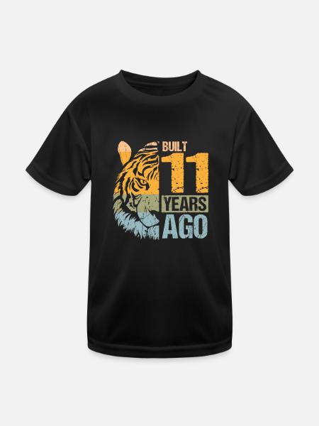 11ème anniversaire Tiger Cat Animals Lion Cadeau - T-shirt sport Enfant - noir - Devant