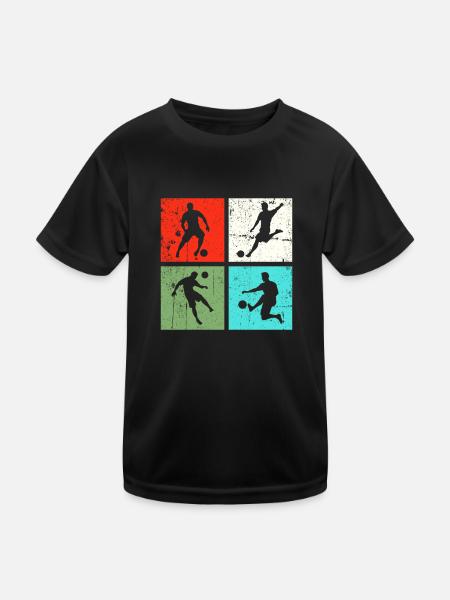Fußball Fußballer Retro - Kinder Funktions-T-Shirt - Schwarz - Vorne