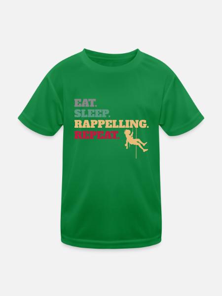 Eet slaap Abseilen Repeat - Functioneel T-shirt voor kinderen - kelly groen - Voor