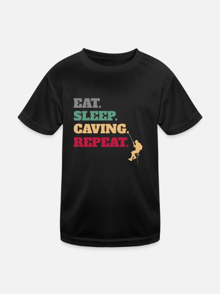 Manger le sommeil Spéléologie Répéter - T-shirt sport Enfant - noir - Devant