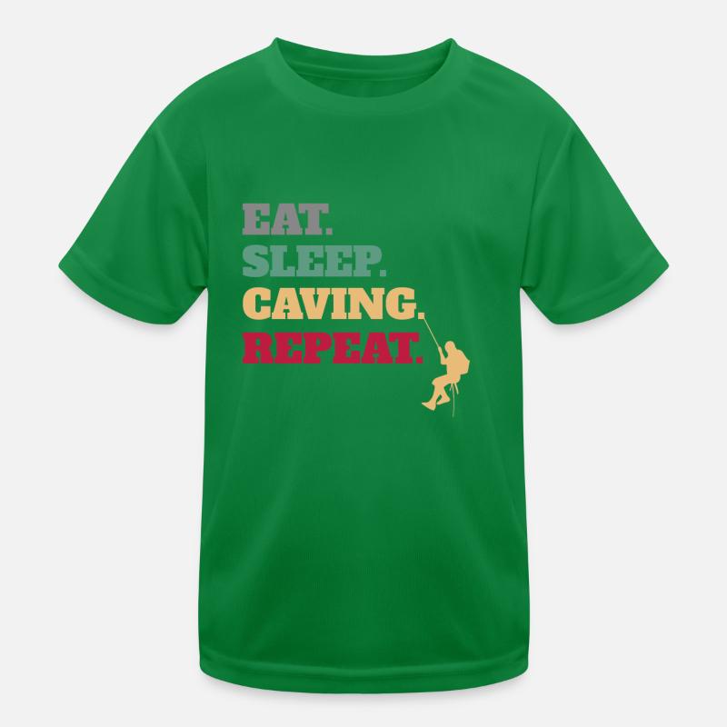Eat Sleep Caving Repeat Kids Functional T-Shirt
