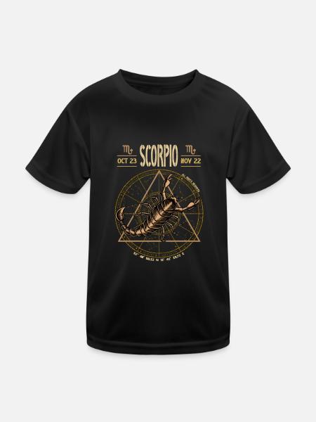 Tierkreiszeichen Skorpion Horoskop Astrologie - Kinder Funktions-T-Shirt - Schwarz - Vorne