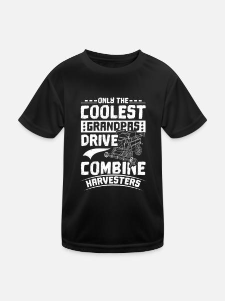 Combine Harvester Grandpa - Kids Functional T-Shirt - black - Front