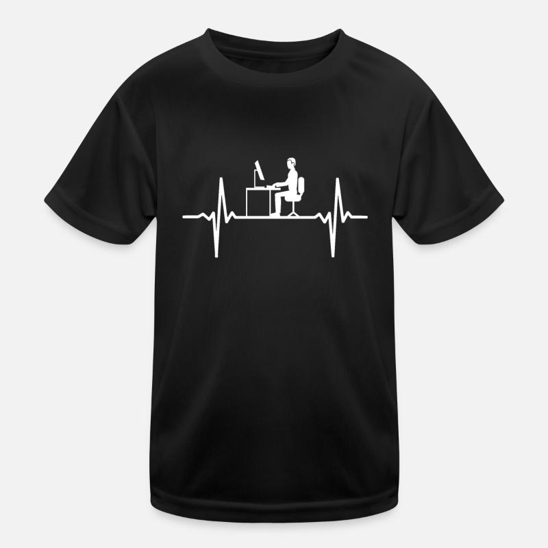 Heartbeat Computer Programmer Office Gambler Pulse - Kids Functional T-Shirt - black