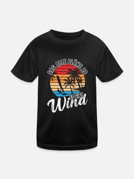 Windsurfing Kitesurfing Windsurfer - Kinder Funktions-T-Shirt - Schwarz - Vorne