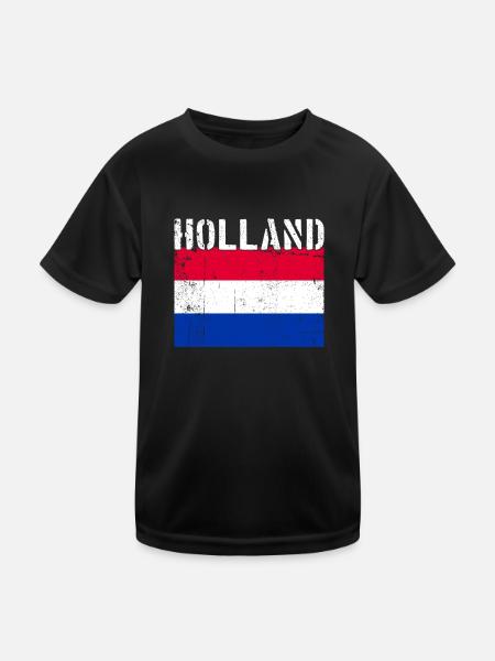 Hollande Pays-Bas Drapeau Vintage - T-shirt sport Enfant - noir - Devant