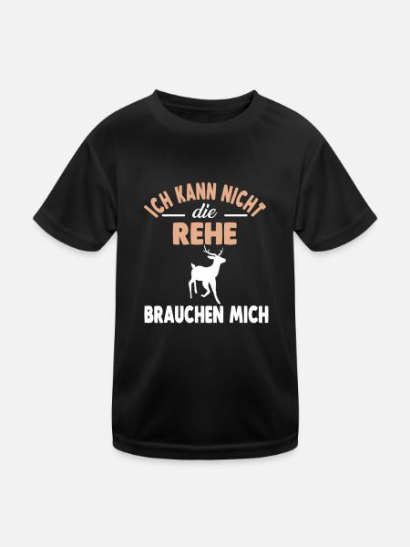 Wald Waldbewohner Reh - Kinder Funktions-T-Shirt - Schwarz - Vorne
