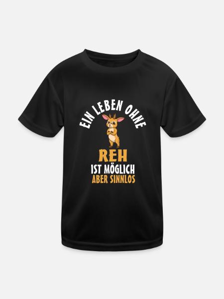 Rehliebhaber Reh - Kinder Funktions-T-Shirt - Schwarz - Vorne