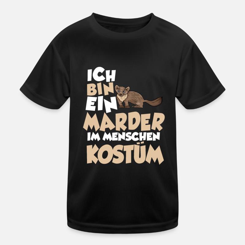 Marder Menschen Kostüm - Kinder Funktions-T-Shirt - Schwarz
