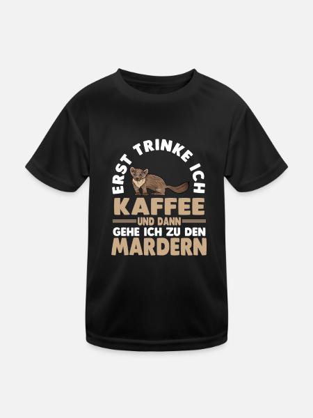 Kaffee Marder - Kinder Funktions-T-Shirt - Schwarz - Vorne