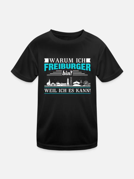 Freiburg | Lustiges Freiburger Sprüche Geschenk - Kinder Funktions-T-Shirt - Schwarz - Vorne