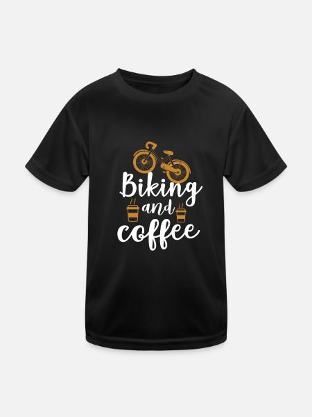 Cycling and coffee bike - Kids Functional T-Shirt - black - Front
