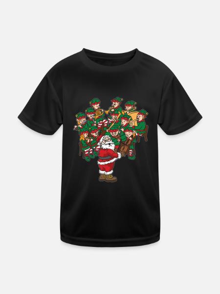 Père Noël Chef d’orchestre de Noël - T-shirt sport Enfant - noir - Devant