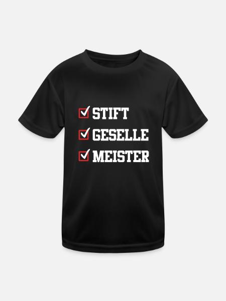 Stift Geselle Meister Meisterprüfung bestanden - Kinder Funktions-T-Shirt - Schwarz - Vorne