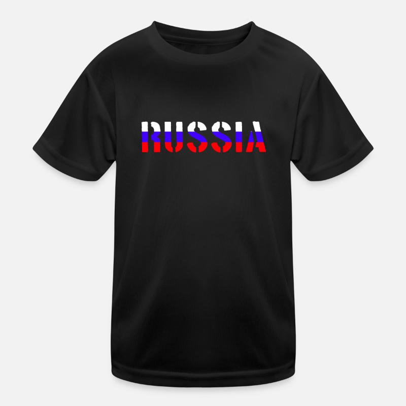 Russia Lettering Flag Kids Functional T-Shirt