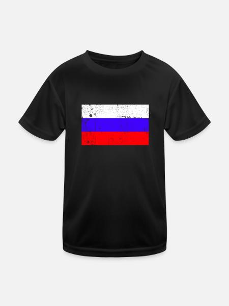 Drapeau de la Russie Vintage - T-shirt sport Enfant - noir - Devant