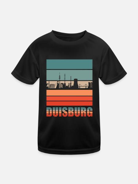 Duisburg Stadt Ruhrgebiet Skyline - Kinder Funktions-T-Shirt - Schwarz - Vorne
