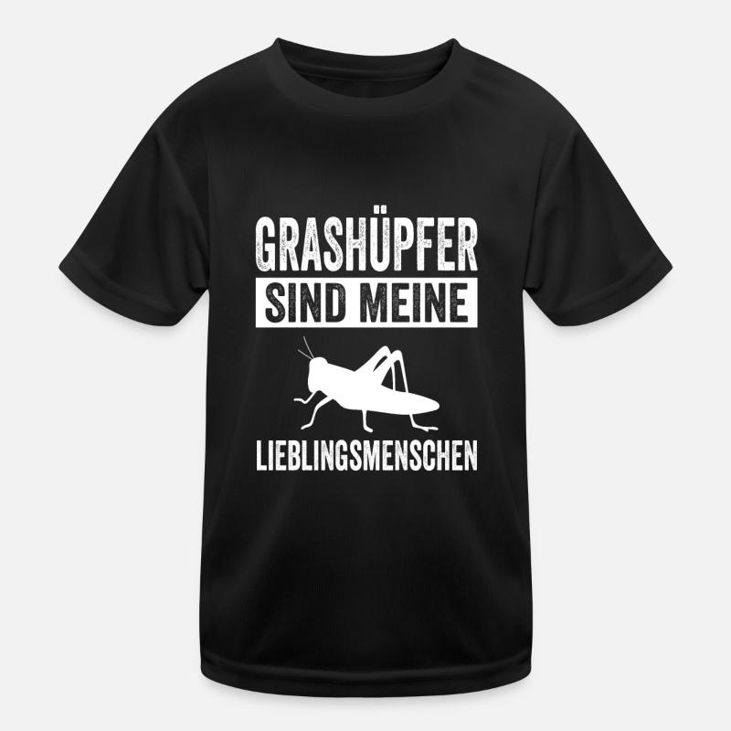 Grashüpfer - Kinder Funktions-T-Shirt - Schwarz