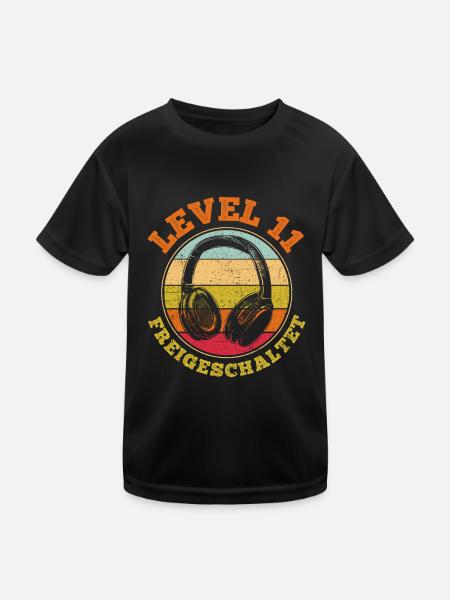 11.Geburtstag Video Gamer Level 11 freigeschaltet - Kinder Funktions-T-Shirt - Schwarz - Vorne
