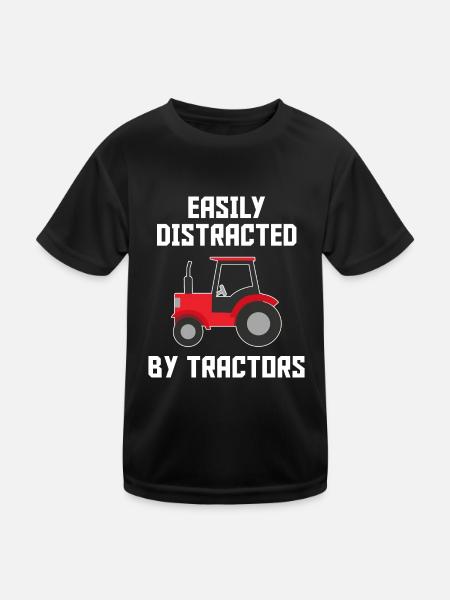 Facilement distrait par les tracteurs Agricole - T-shirt sport Enfant - noir - Devant