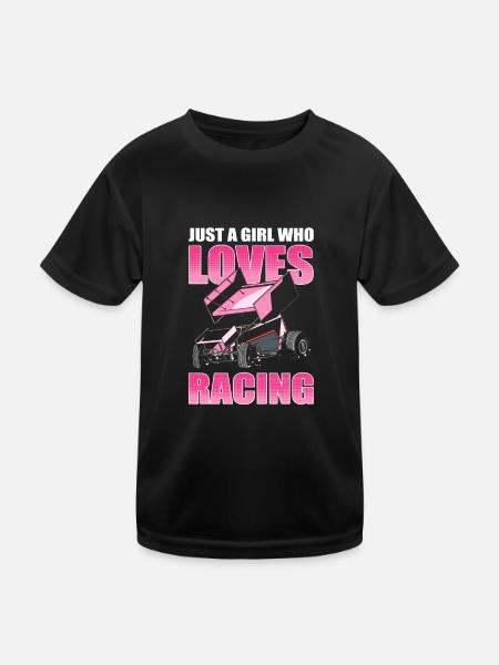 Je suis juste une fille qui aime la piste de terre battue - T-shirt sport Enfant - noir - Devant